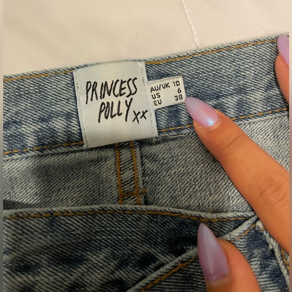 Princess Polly Asymmetric Criss Cross Denim Jeans - Picture 3 of 3